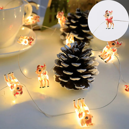 Weihnachtsbeleuchtung 2M 20LED Lichterkette Weihnachtsmann Schneeflocke Lichterketten batteriebetrieben für Zuhause Wohnzimmer Weihnachtsdekoration Lampe