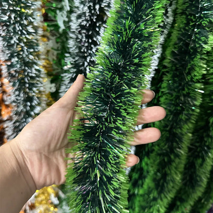 Weihnachtsbaumschmuck, Weihnachts-Lametta-Girlande, metallisch glänzende Girlande für Weihnachten, Heim- und Wohnzimmerdekoration