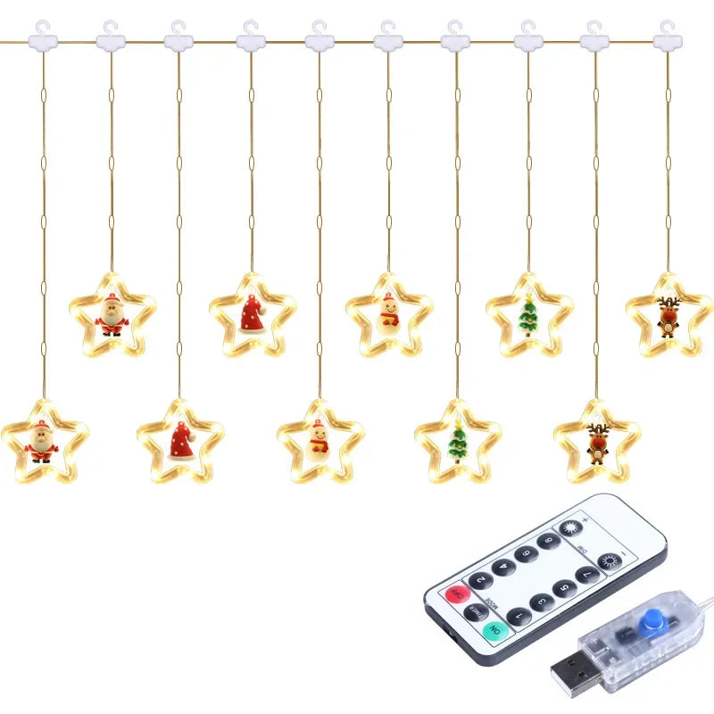 Weihnachten LED Streifen Lichter Zimmer Girlande LED Vorhang Lampe USB-Stecker Weihnachts dekoration Lichter für Schlafzimmer Wohnzimmer Fenster