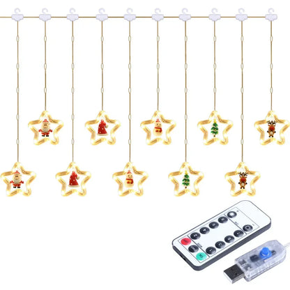 Weihnachten LED Streifen Lichter Zimmer Girlande LED Vorhang Lampe USB-Stecker Weihnachts dekoration Lichter für Schlafzimmer Wohnzimmer Fenster