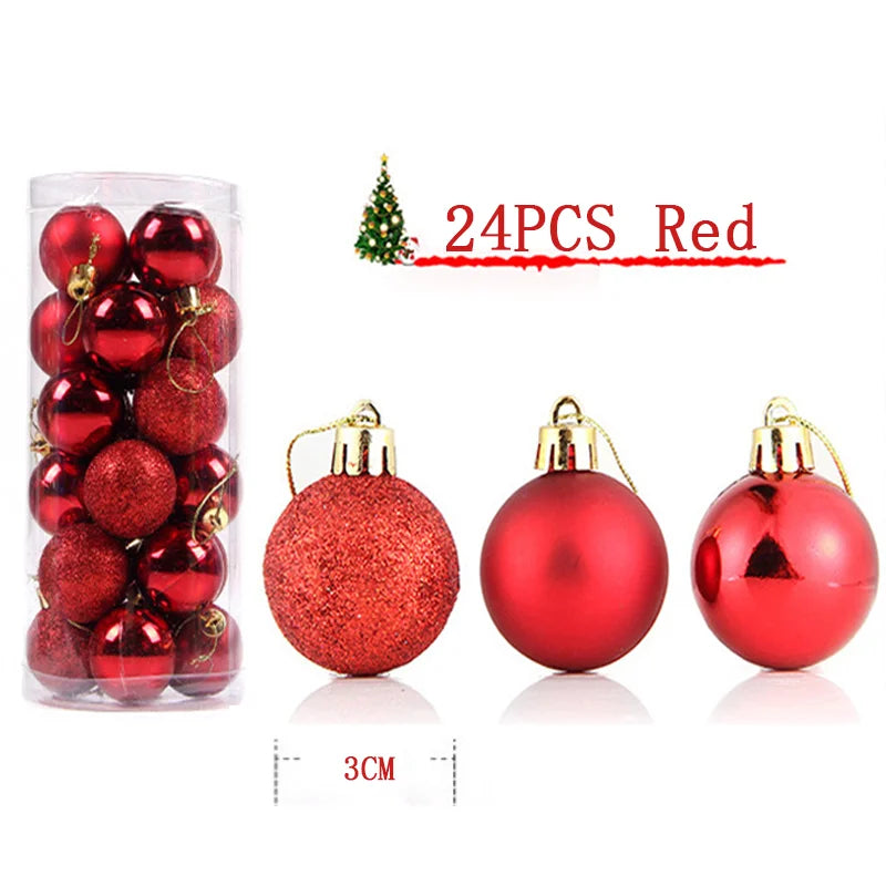 24 Stück Weihnachtskugeln Weihnachtsbaum Dekoration Weihnachtsbaum Ornamente Hängende Kugel Weihnachtsbaum Zubehör Heimdekoration