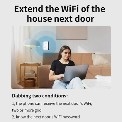 Drahtloser Repeater, WiFi-Signalverstärker, EU-US-Heimrouter, 300 m Wandpenetration, große Entfernungen, kompatibel mit mehreren Geräten