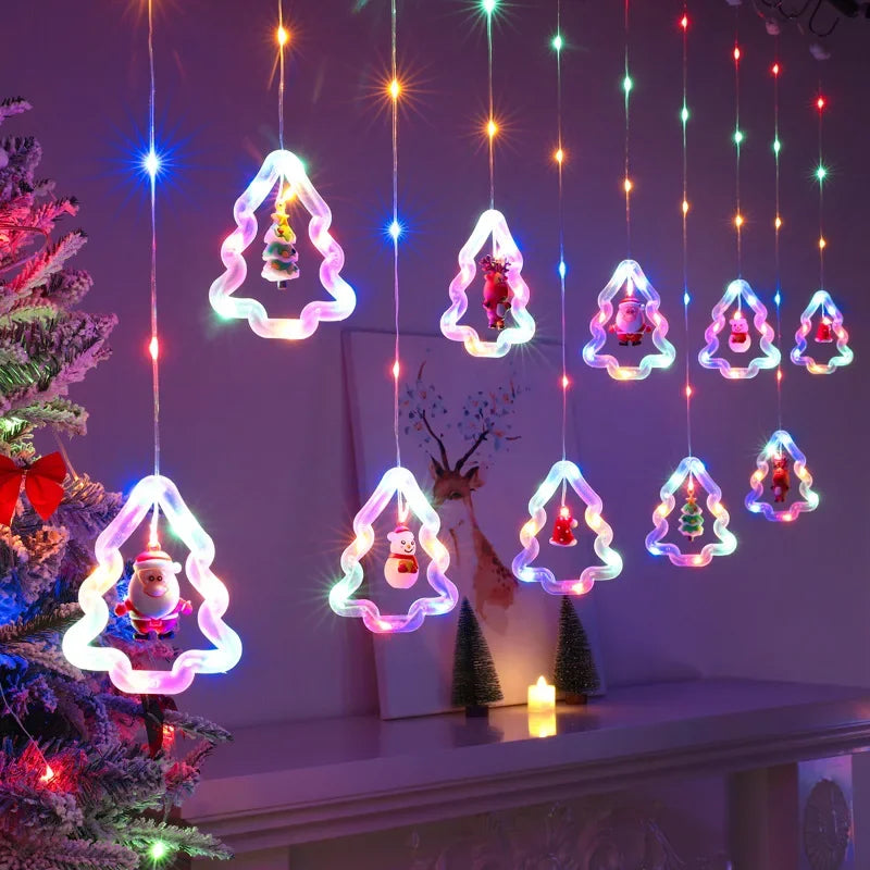 Weihnachten LED Streifen Lichter Zimmer Girlande LED Vorhang Lampe USB-Stecker Weihnachts dekoration Lichter für Schlafzimmer Wohnzimmer Fenster