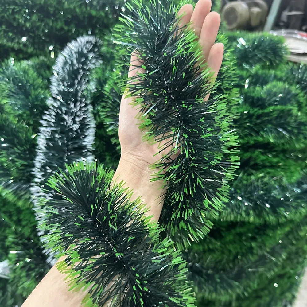 Weihnachtsbaumschmuck, Weihnachts-Lametta-Girlande, metallisch glänzende Girlande für Weihnachten, Heim- und Wohnzimmerdekoration