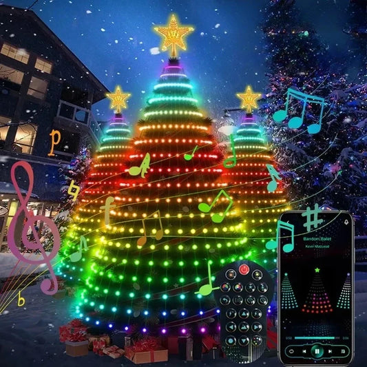 Weihnachtsdekorationen 2024, Baum-LED-Lichterkette, Anwendung, DIY-Bild, LED, RGB, IC, Fee, Bluetooth-Steuerung
