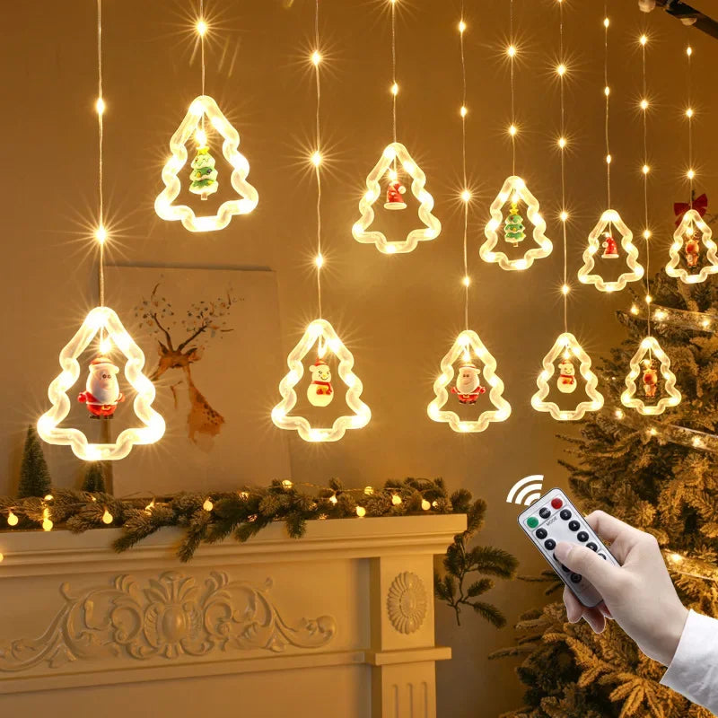 Weihnachten LED Streifen Lichter Zimmer Girlande LED Vorhang Lampe USB-Stecker Weihnachts dekoration Lichter für Schlafzimmer Wohnzimmer Fenster