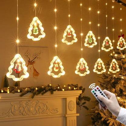 Weihnachten LED Streifen Lichter Zimmer Girlande LED Vorhang Lampe USB-Stecker Weihnachts dekoration Lichter für Schlafzimmer Wohnzimmer Fenster
