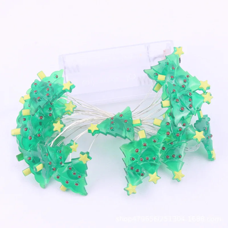 Weihnachtsbeleuchtung 2M 20LED Lichterkette Weihnachtsmann Schneeflocke Lichterketten batteriebetrieben für Zuhause Wohnzimmer Weihnachtsdekoration Lampe