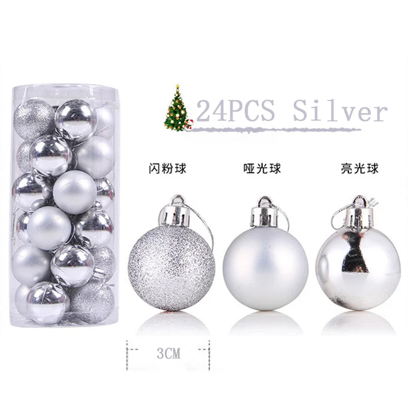24 Stück Weihnachtskugeln Weihnachtsbaum Dekoration Weihnachtsbaum Ornamente Hängende Kugel Weihnachtsbaum Zubehör Heimdekoration