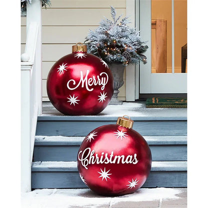 2024 Weihnachten 60 cm Outdoor Aufblasbare Ball PVC Riesige Große Kugel Baum Ornament Outdoor Spielzeug Ball Weihnachten Geschenk Ornament 2025