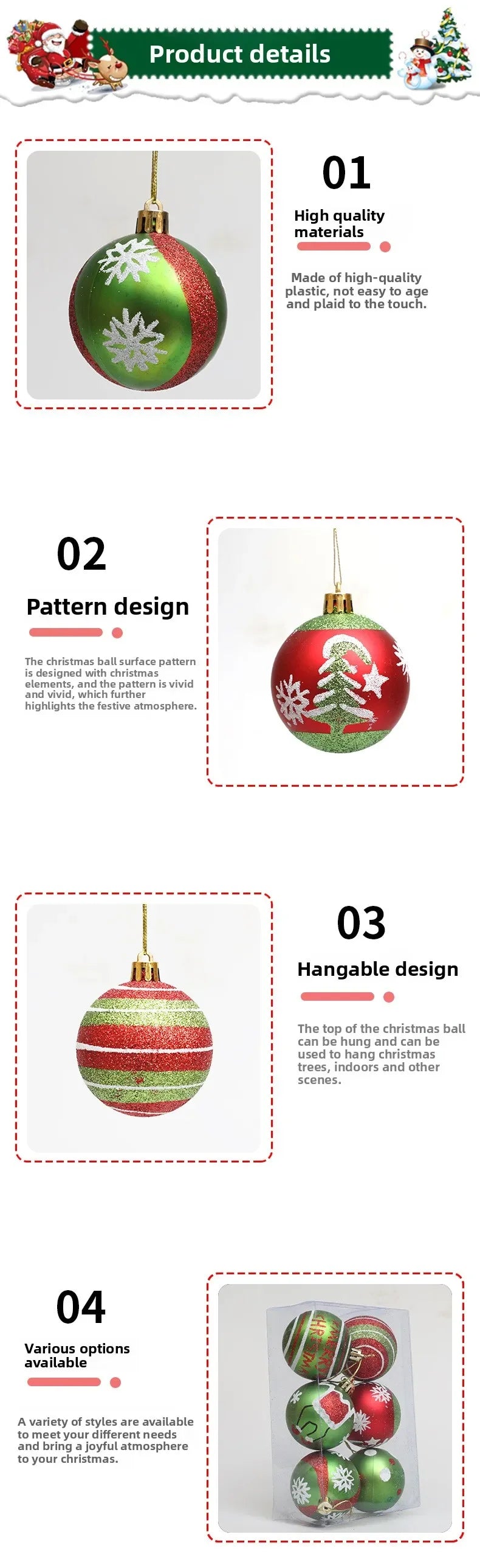 Weihnachtskugeln, Ornament, glitzernde hängende Weihnachtskugeln für Baumdekoration, Süßigkeitenkugeln für Weihnachten, Zuhause, Innenbereich, Urlaub, Party