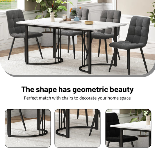 140×80×75 cm Esstisch, moderner Küchen-Esstisch, Metallrahmen