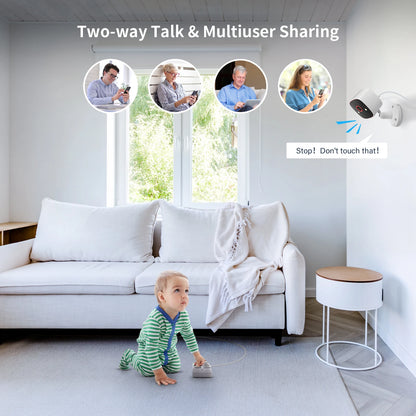 Jennov Outdoor/Indoor-Überwachungskameras, 2K HD, kabellos, WiFi, Farbnachtsicht, IP66, wasserdicht, für Haustiere, Hunde, Katzen, Babyphone