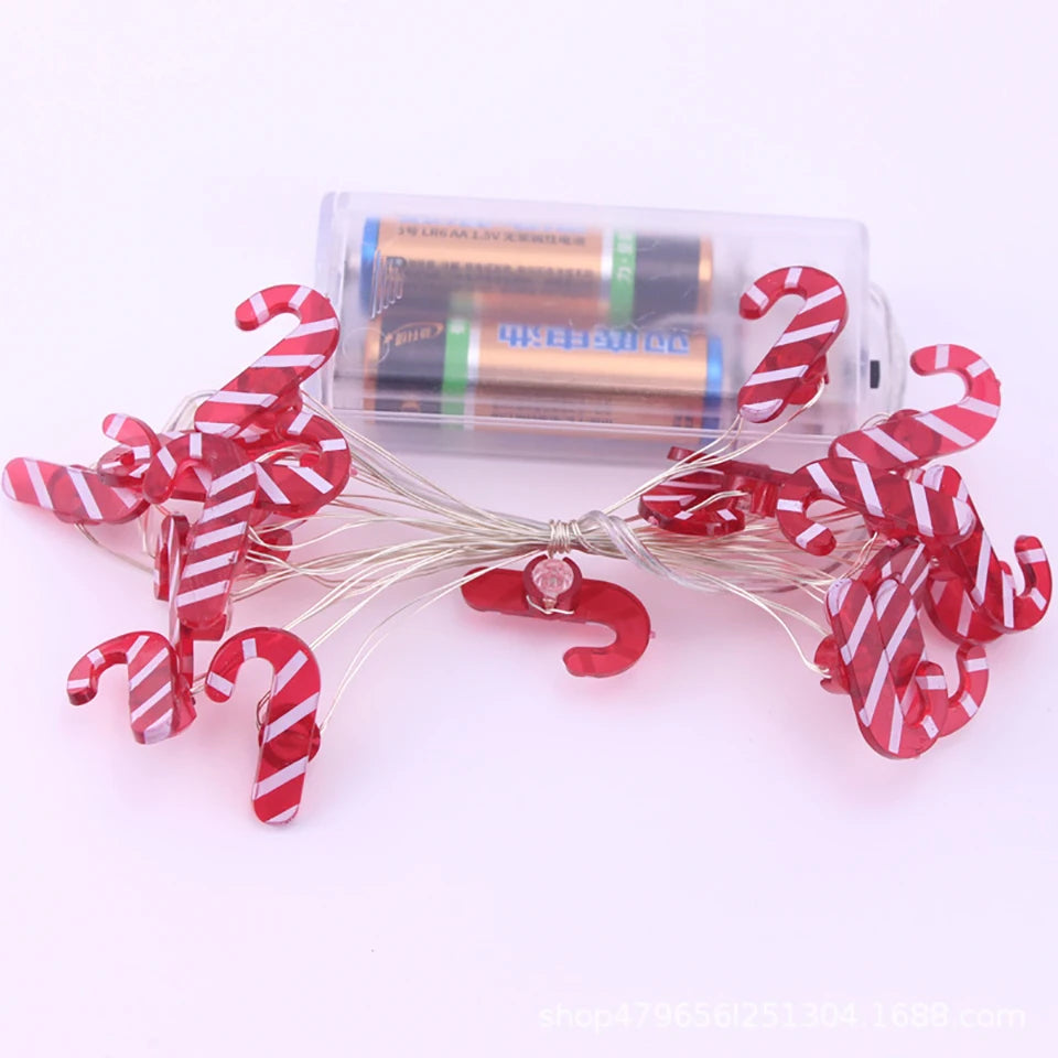 Weihnachtsbeleuchtung 2M 20LED Lichterkette Weihnachtsmann Schneeflocke Lichterketten batteriebetrieben für Zuhause Wohnzimmer Weihnachtsdekoration Lampe