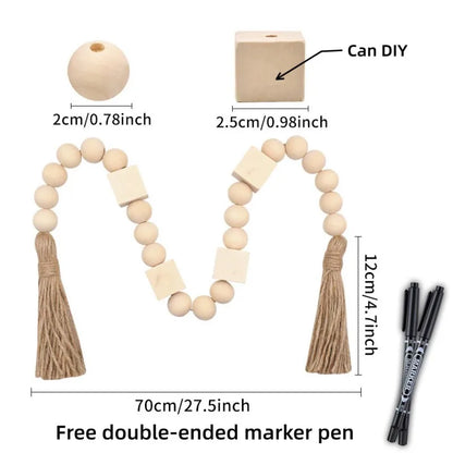 Holzperlengirlande Bauernhaus Wand