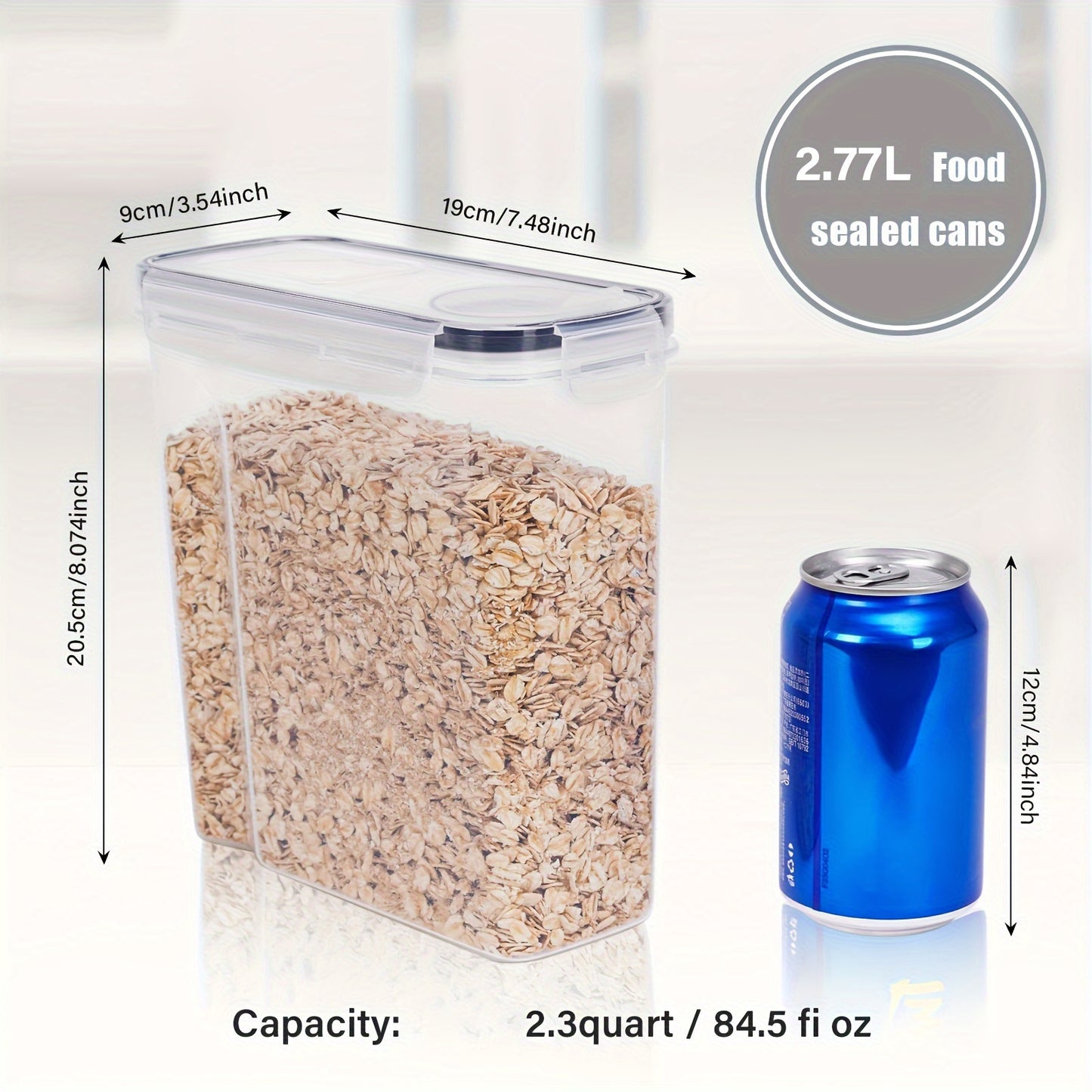 2er-/4er-Pack BPA-freie, luftdichte Kunststoff-Vorratsdosen, 2,5 l/88 oz – 4er-Set mit Etiketten